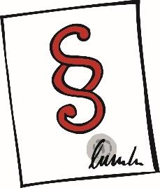 Die Illustration zeigt ein Dokument mit dem Symbol eines Paragrafen.